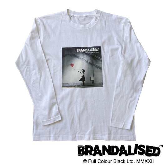 【 バンクシー ロングTシャツ 】"Balloon girl" ホワイト メンズ レディース ストリートアート 正体不明
